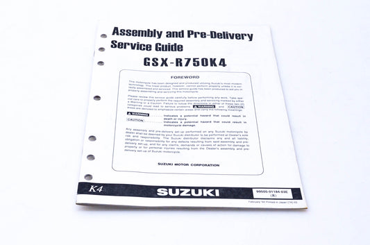 OEM Suzuki 99505-01184-03E GSX-R750K4 Assembly & Pre-Delivery Service Guide