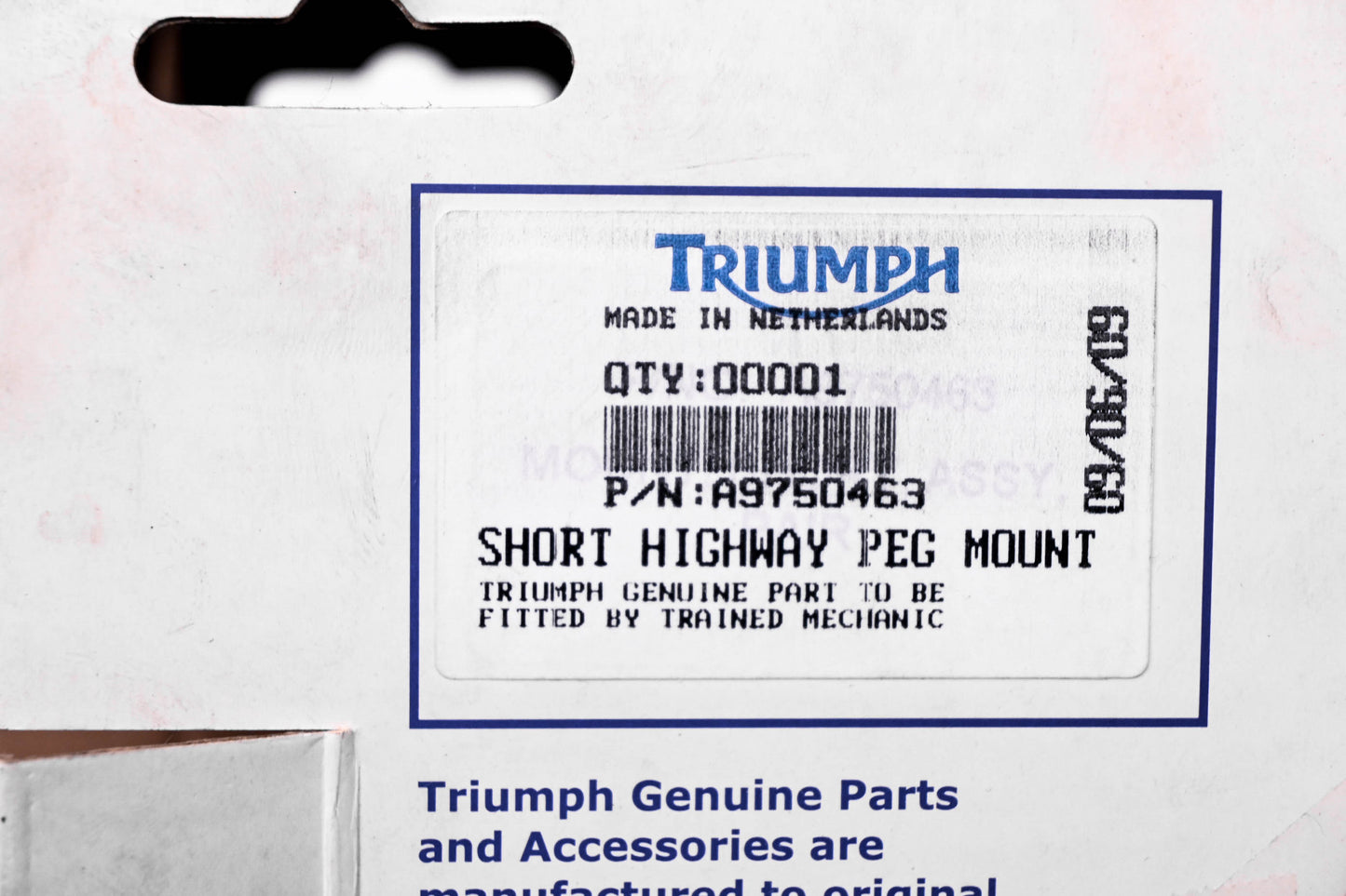 New OEM Triumph A9750463 Short Highway Foot Peg Mount Kit NOS