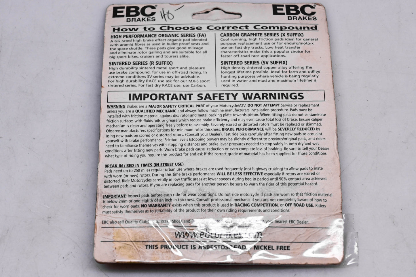 EBC FA317SV Brake Pad Kit NOS