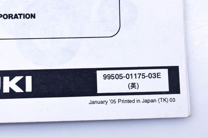 OEM Suzuki 99505-01175-03E VZ800K5 Assembly & Pre-Delivery Service Guide
