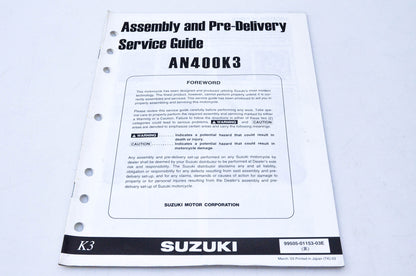 OEM Suzuki 99505-01153-03E AN400K3 Assembly & Pre-Delivery Service Guide