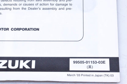 OEM Suzuki 99505-01153-03E AN400K3 Assembly & Pre-Delivery Service Guide