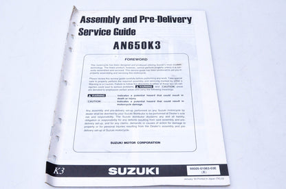 OEM Suzuki 99505-01063-03E AN650K3 Assembly & Pre-Delivery Service Guide