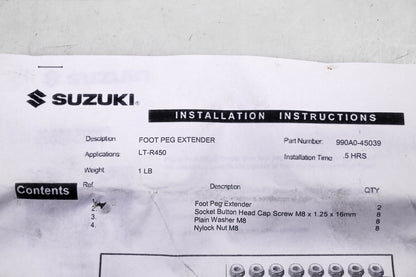New OEM Suzuki 990A0-45039 LT-R 450 2006 Footpeg Maxi-Miser Kit NOS