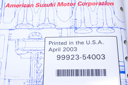 OEM Suzuki 99923-54003 2003 "K3" Models Wiring Diagram Manual
