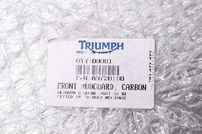 New OEM Triumph A9720100 Carbon Fiber Front Mudguard NOS