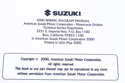 OEM Suzuki 99923-54000 2000 "Y" Models Wiring Diagram Manual