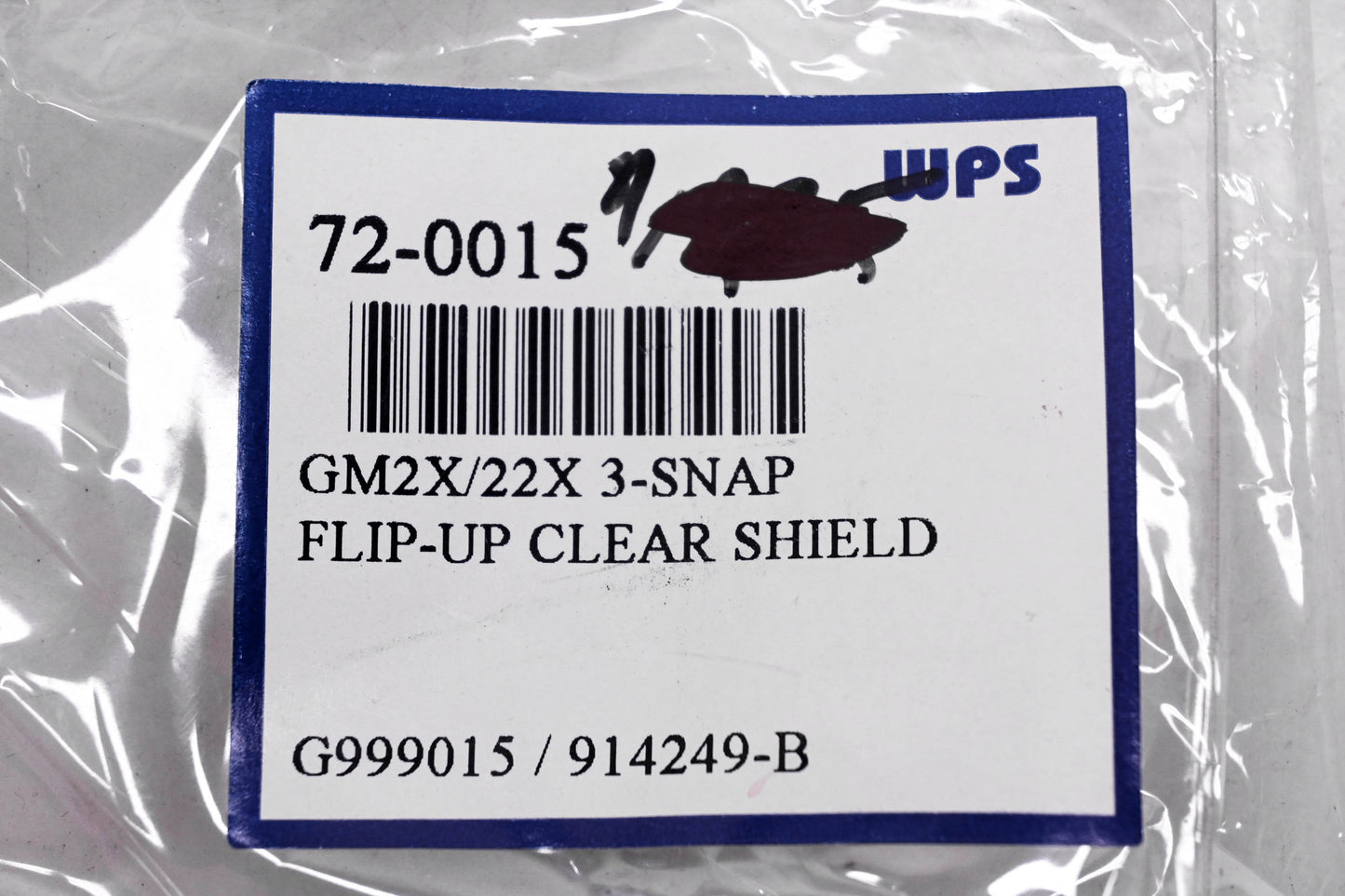 Gmax 72-0015, G999015, 914249-B GM2X/22X 3-Snap Flip Up Clear Helmet Shield NOS