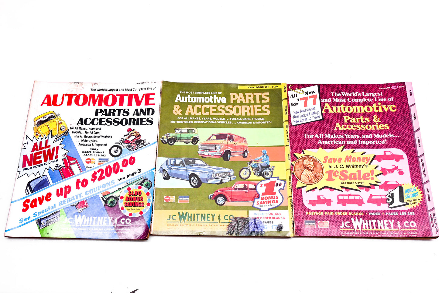 J.C. Whitney 346D, 351A, 359D Lot Of 3 Automotive Parts & Accessories Magazines