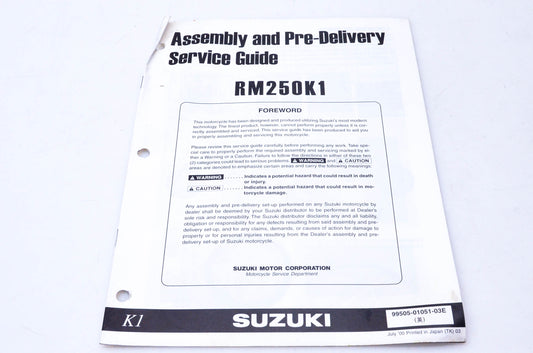 OEM Suzuki 99505-01051-03E RM250K1 Assembly & Pre-Delivery Service Guide