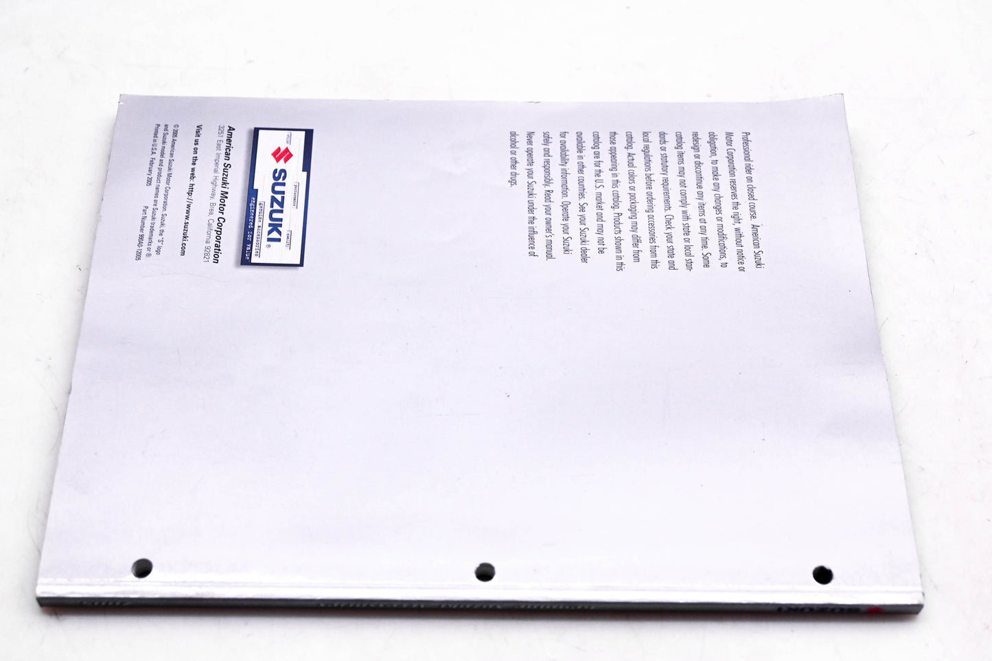 OEM Suzuki 990A0-12005 2005 Genuine Accessories Catalog