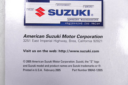 OEM Suzuki 990A0-12005 2005 Genuine Accessories Catalog