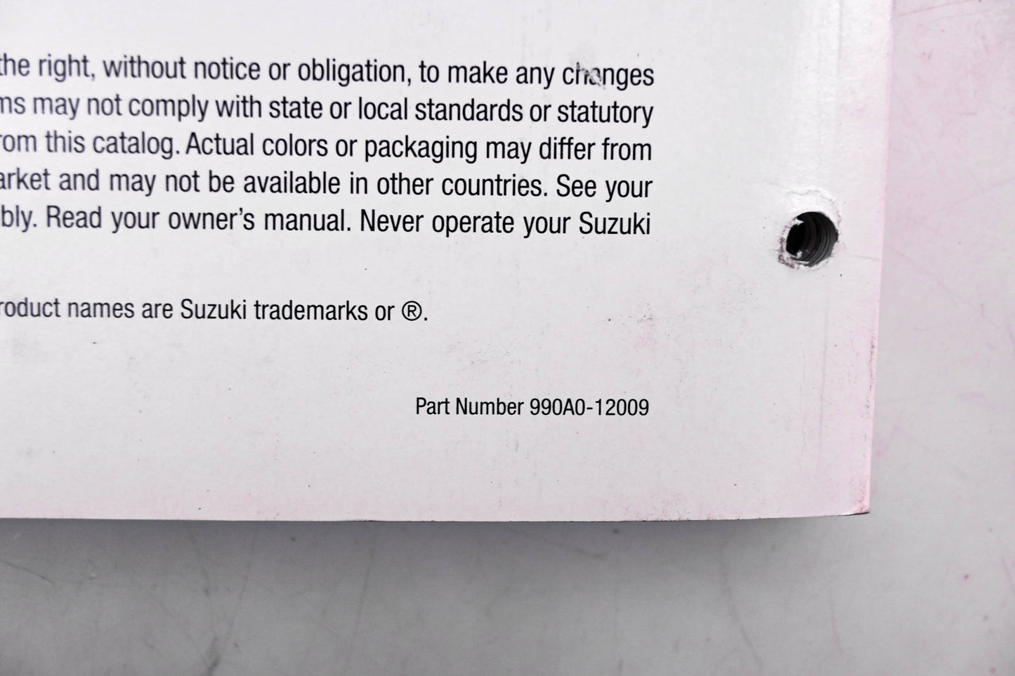 OEM Suzuki 990A0-12009 2009 Genuine Accessories Catalog