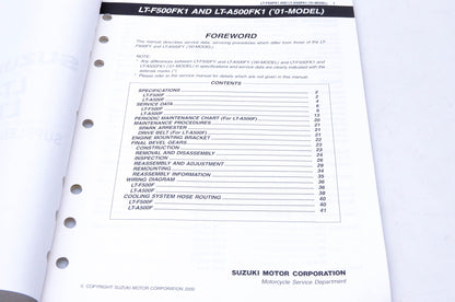 OEM Suzuki 99501-44000-01E LT-F500F LT-A500F Supplementary Service Manual