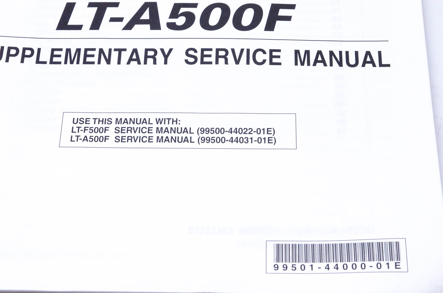 OEM Suzuki 99501-44000-01E LT-F500F LT-A500F Supplementary Service Manual