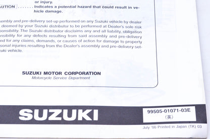 OEM Suzuki 99505-01071-03E LT-F250K1/FK1 Assembly & Pre-Delivery Service Guide