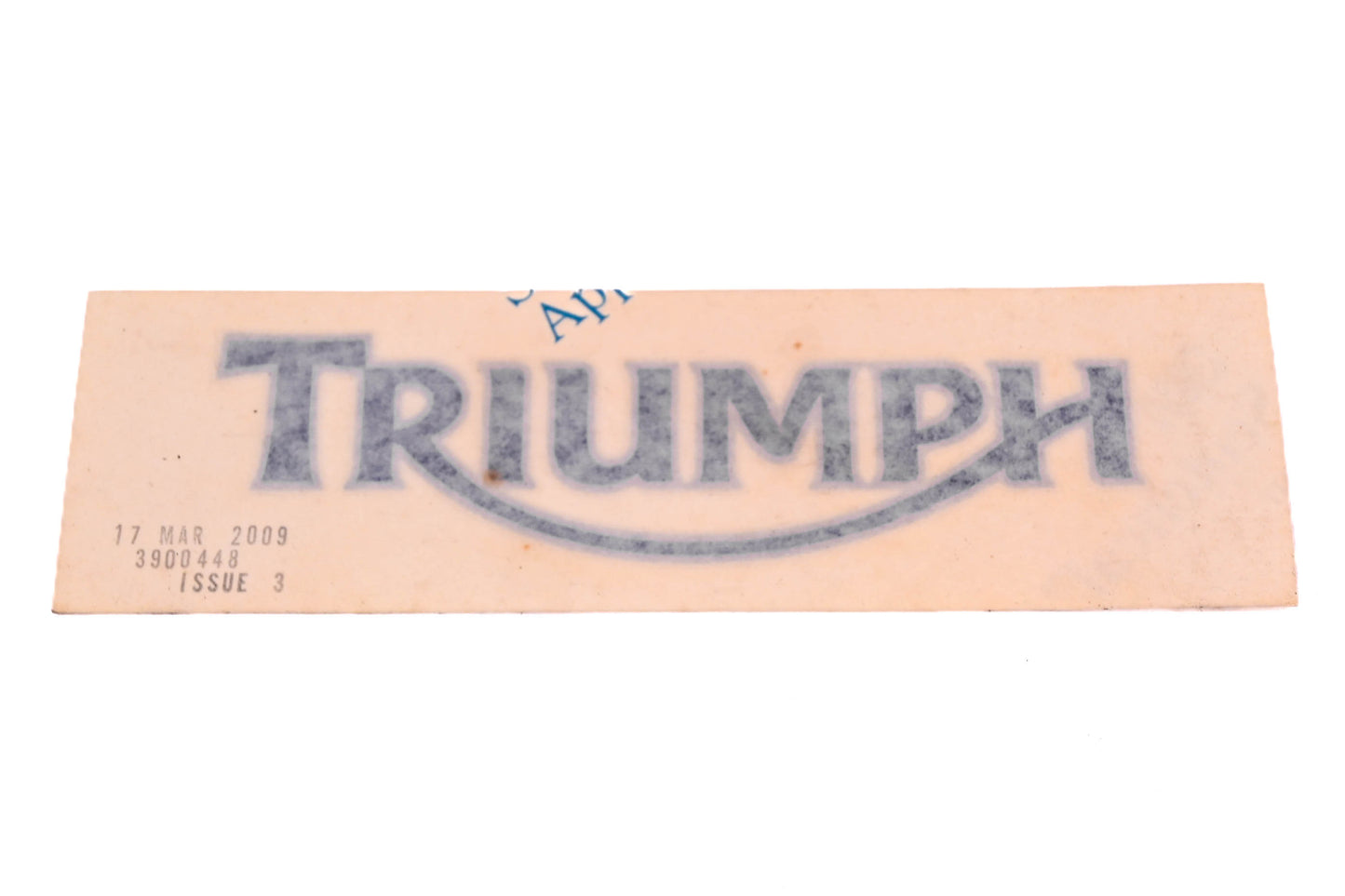 New OEM Triumph T3900448 Fuel Tank White Decal NOS