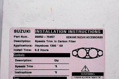 New OEM Suzuki 99950-70457 Carbon Fiber Speedometer Trim NOS