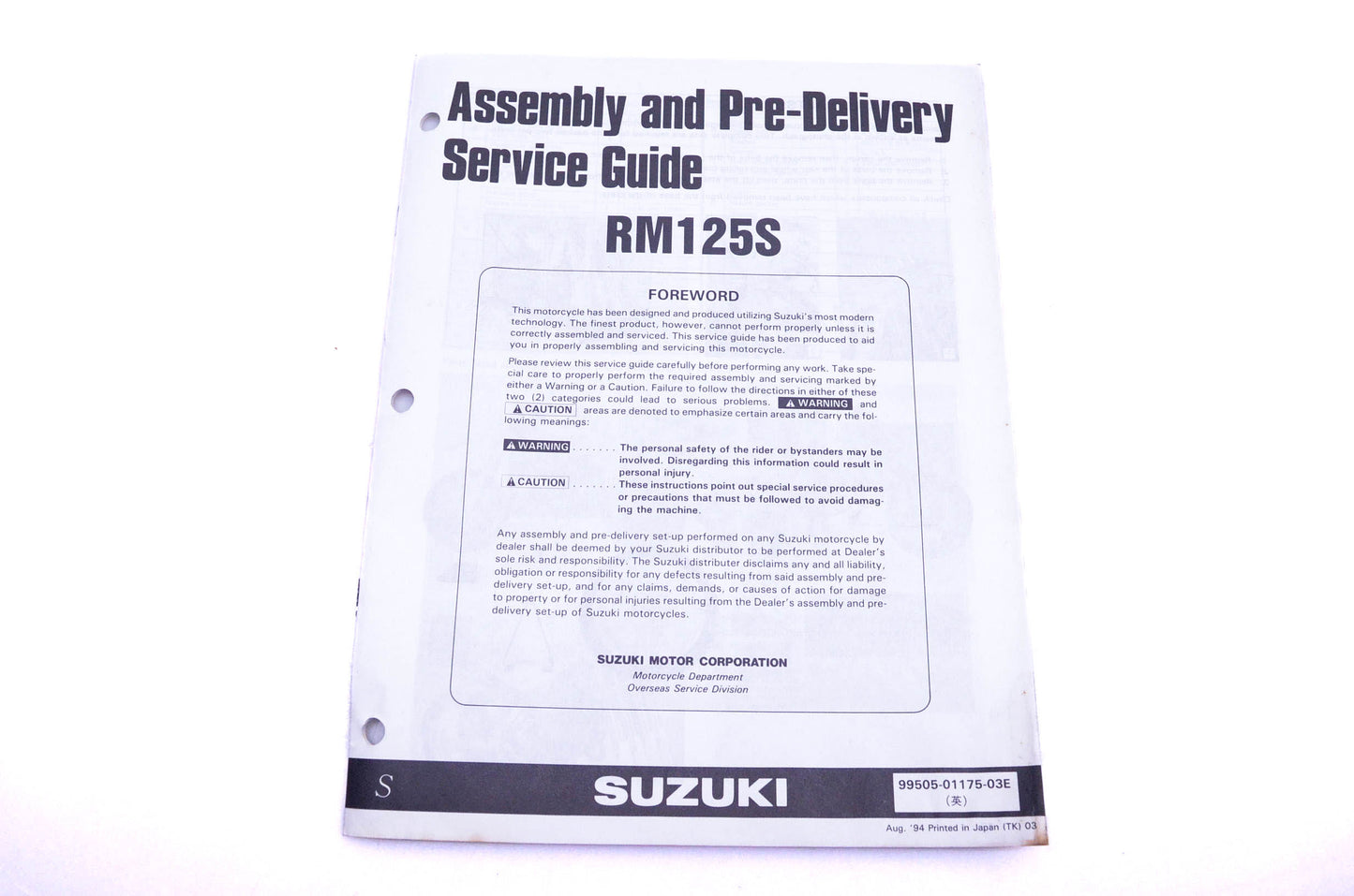OEM Suzuki 99505-01175-03E RM125S Assembly Service Guide