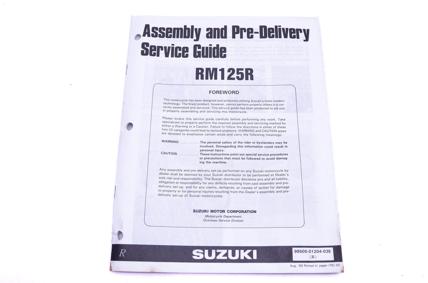 OEM Suzuki 99505-01204-03E RM125R Assembly Service Guide