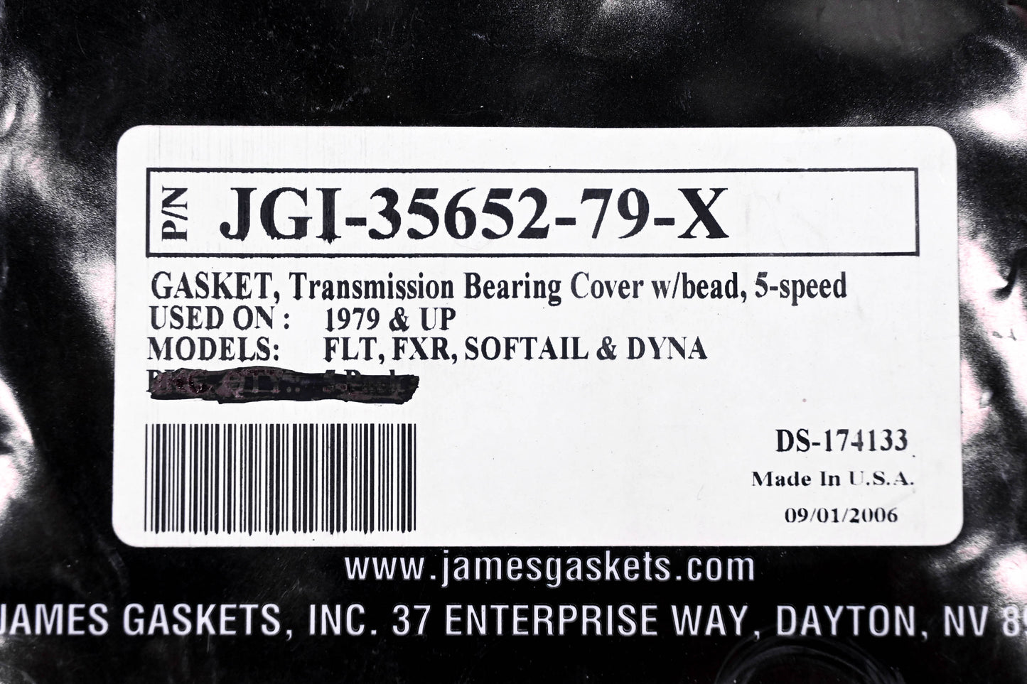 James Gaskets JGI-35652-79-X, DS-174133 Transmission Bearing Cover Gasket NOS