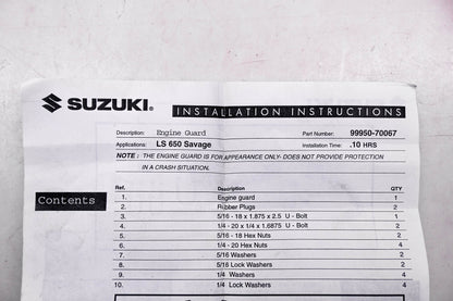 New OEM Suzuki 99950-70067 LS650 Savage Engine Guard Kit NOS