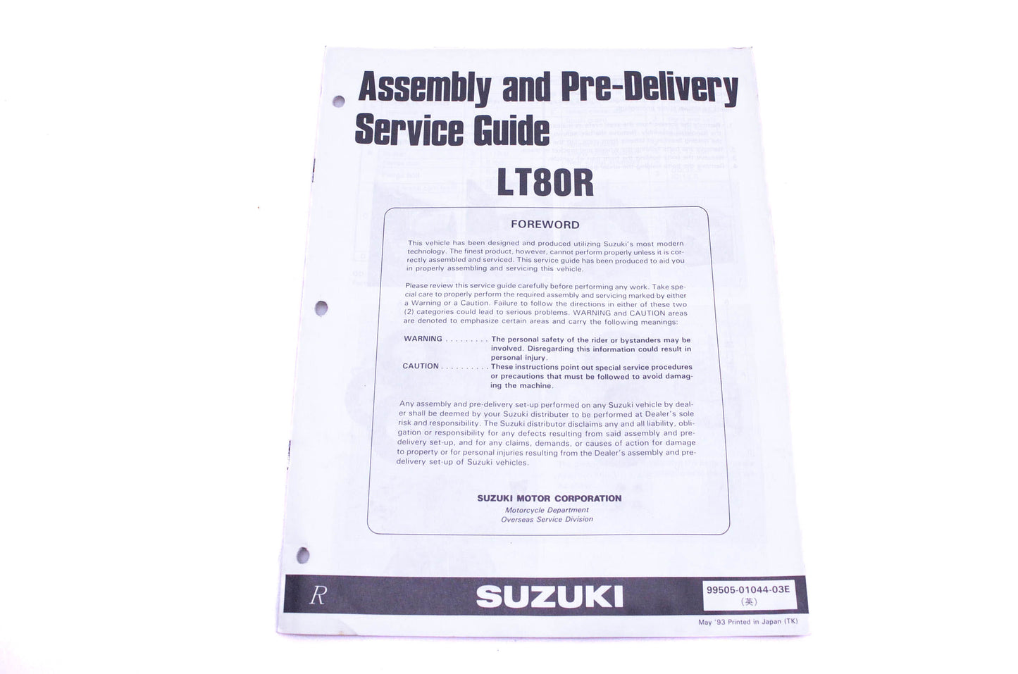 OEM Suzuki 99505-01044-03E LT80R Assembly Service Guide