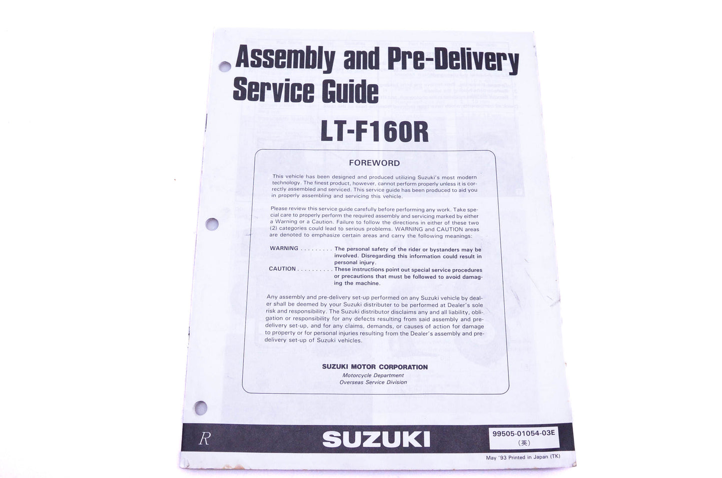 OEM Suzuki 99505-01054-03E LT-F160R Assembly Service Guide