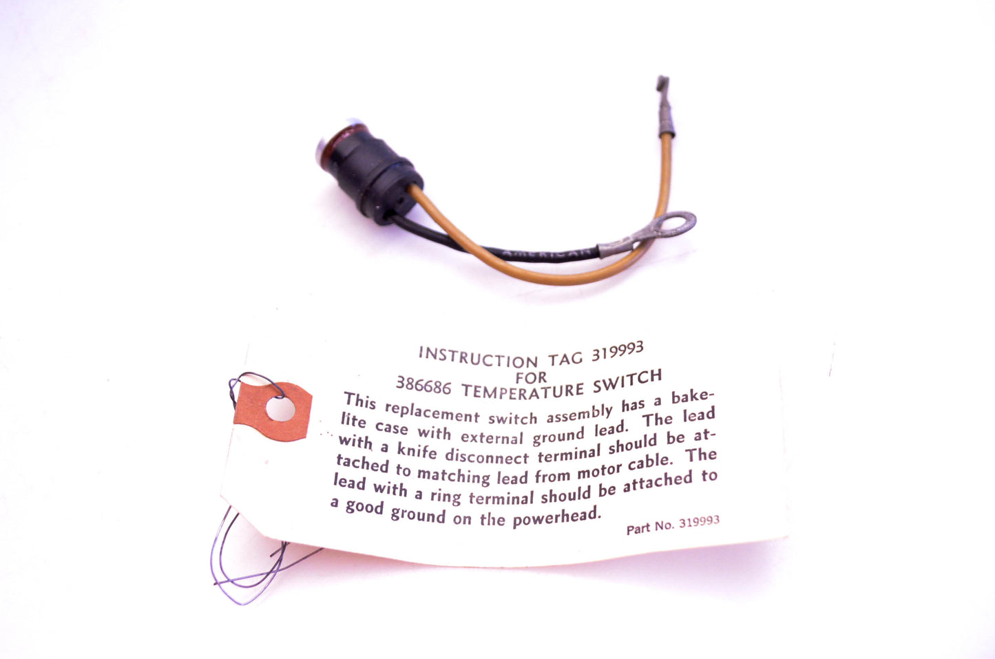 OMC 386686 Temperature Switch & Tag Assembly NOS