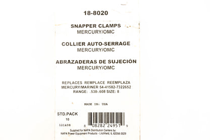Napa 18-8020, 54-41582, 7322652 Snapper Clamp Kit NOS