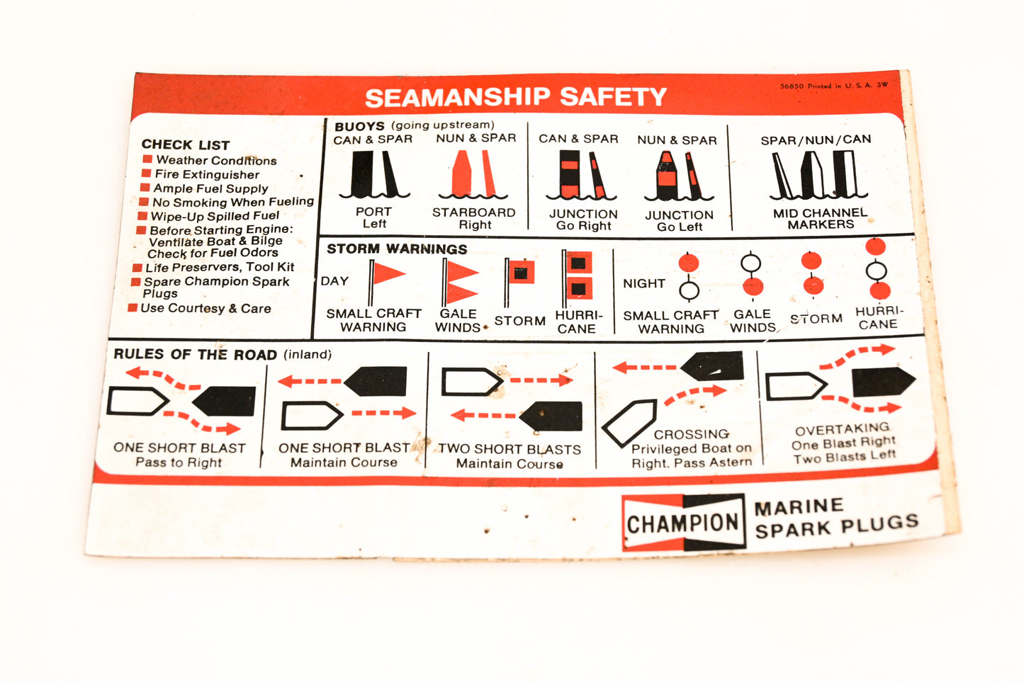 Champion 56850 Seamanship Safety Decal NOS