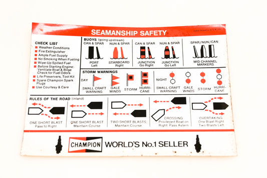 Champion 56850 Seamanship Safety Decal NOS