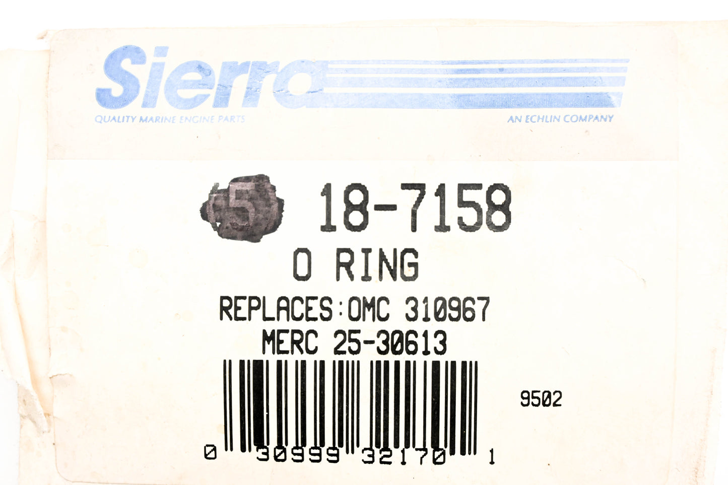 Sierra 18-7158, 310967, 25-30613 O-Ring NOS