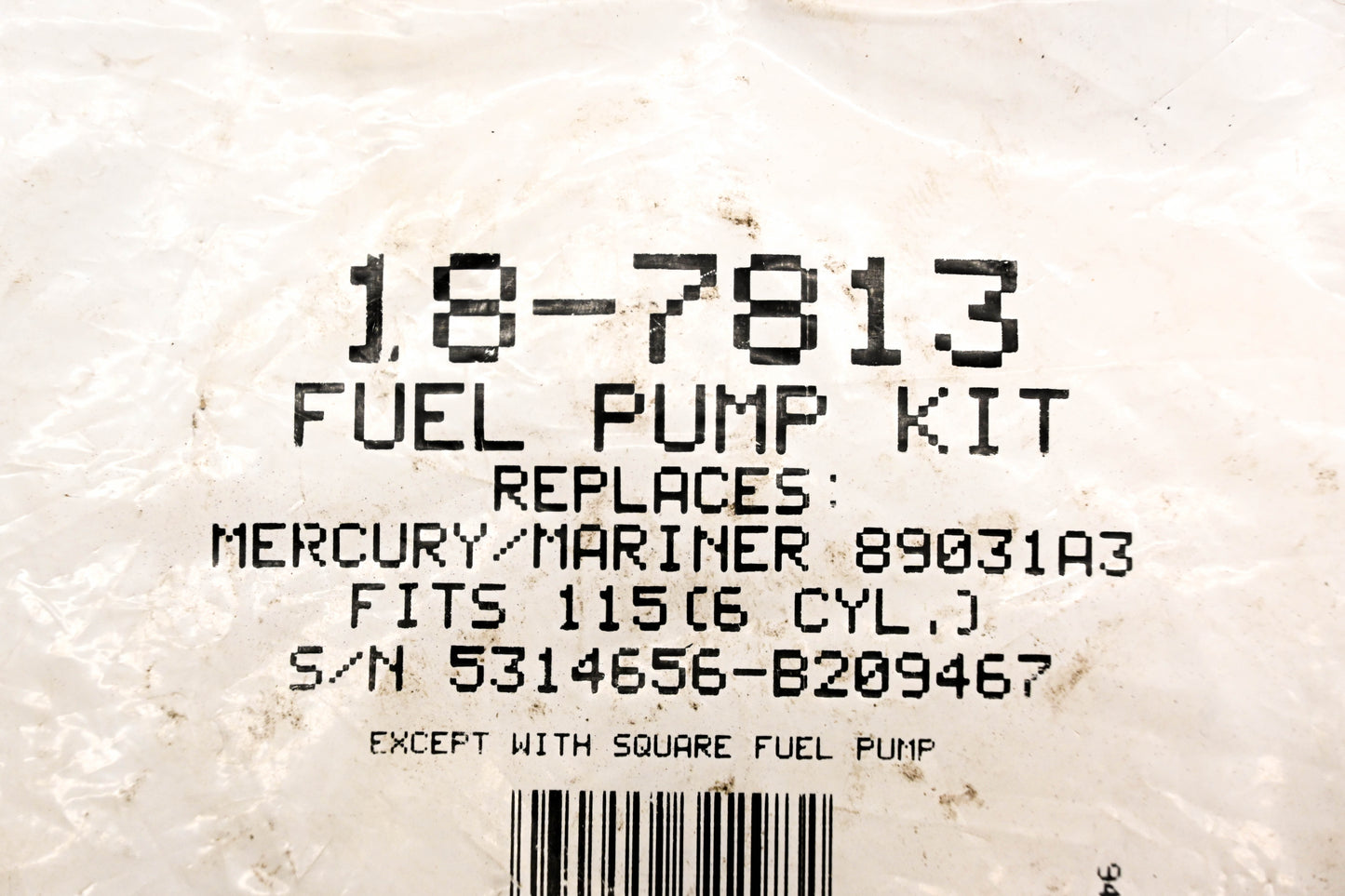 Sierra 18-7813, 89031A3 Fuel Pump Repair NOS