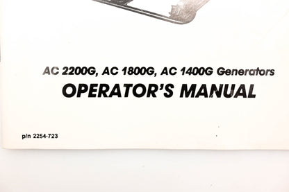 OEM Arctic Cat 2254-723 AC 2200G/1800G/1400G Generator Operator Manual