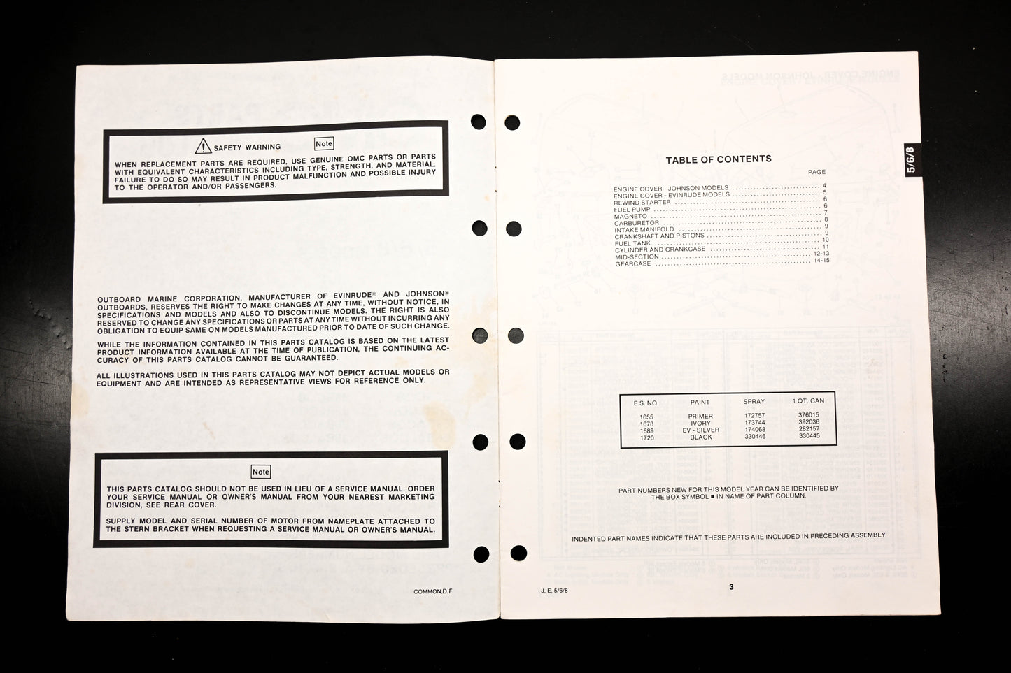 OMC 395670 Model 5/6/8 Parts Catalog