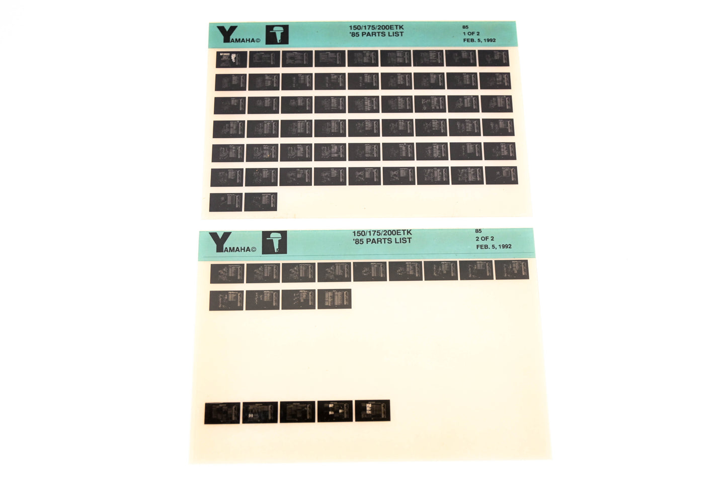 OEM Yamaha LB016-11 1985 150/175/200ETK Parts List Microfiche Lot
