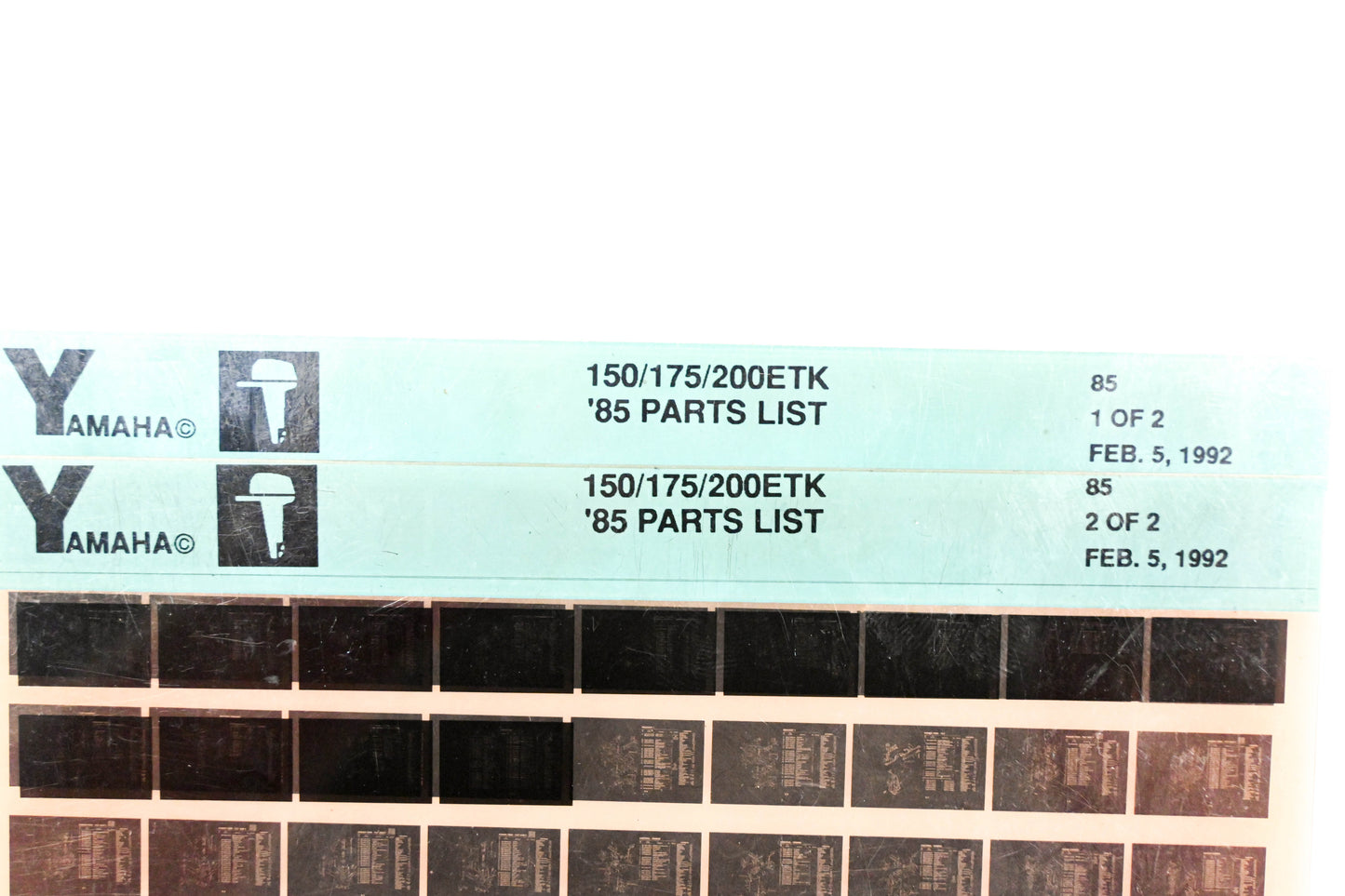 OEM Yamaha LB016-11 1985 150/175/200ETK Parts List Microfiche Lot
