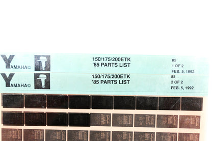 OEM Yamaha LB016-11 1985 150/175/200ETK Parts List Microfiche Lot