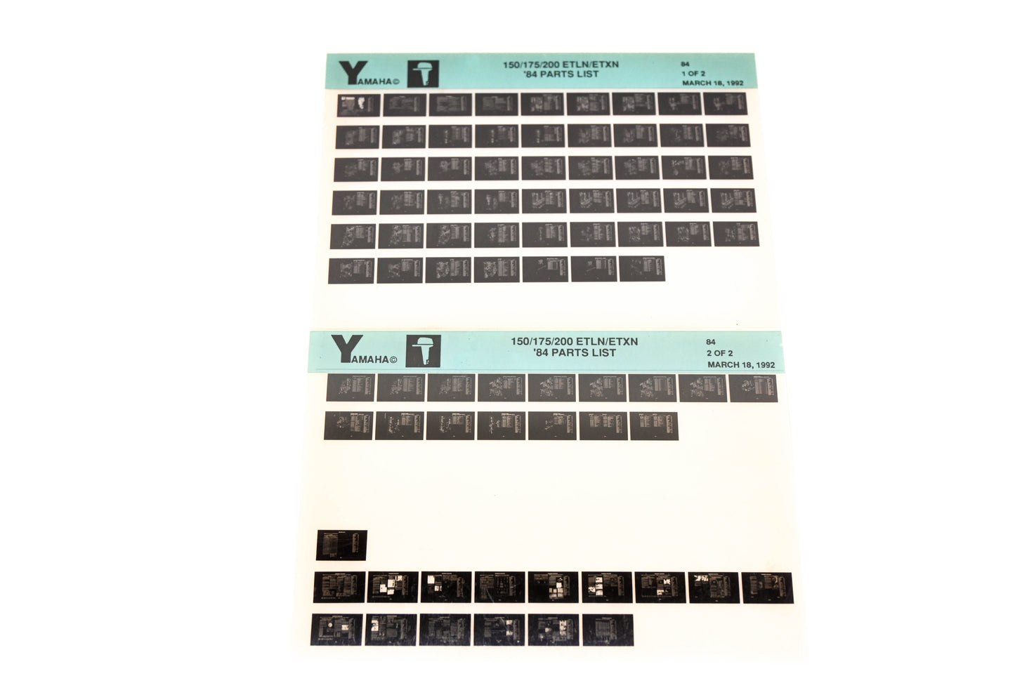OEM Yamaha LB016-12 1984 150/175/200 ETLN/ETXN Parts List Microfiche Lot