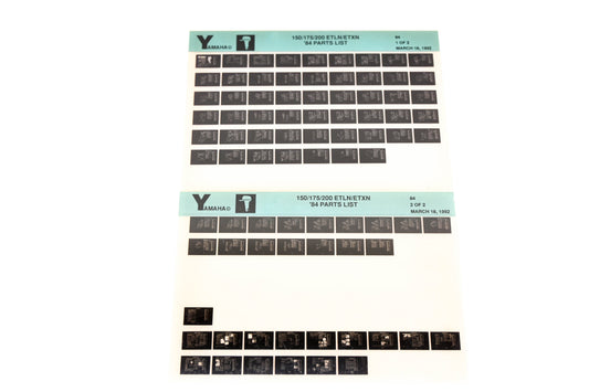 OEM Yamaha LB016-12 1984 150/175/200 ETLN/ETXN Parts List Microfiche Lot