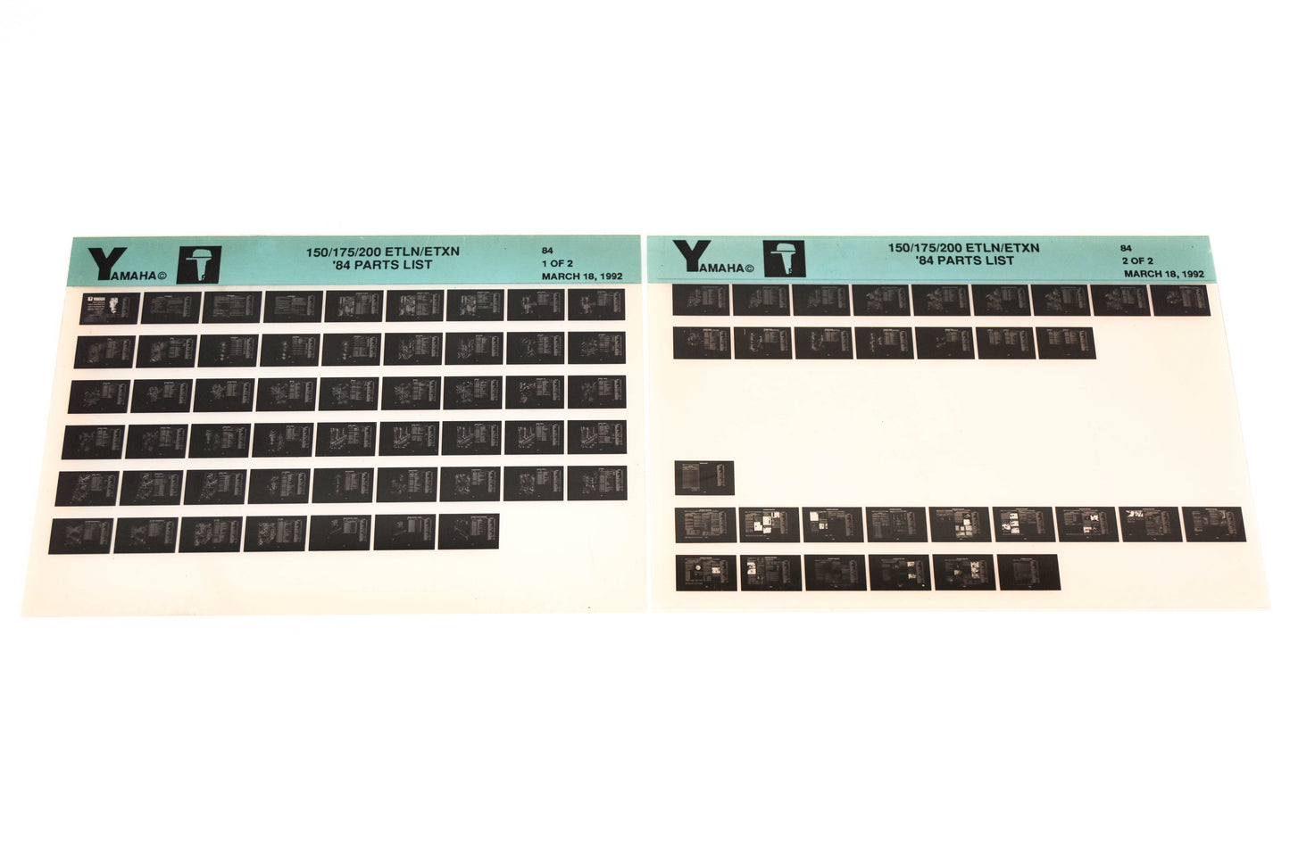 OEM Yamaha LB016-12 1984 150/175/200 ETLN/ETXN Parts List Microfiche Lot