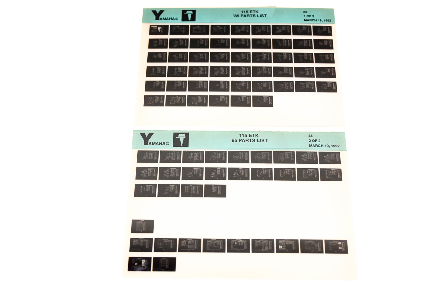 OEM Yamaha LB016-13 1985 115 ETK Parts List Microfiche Lot