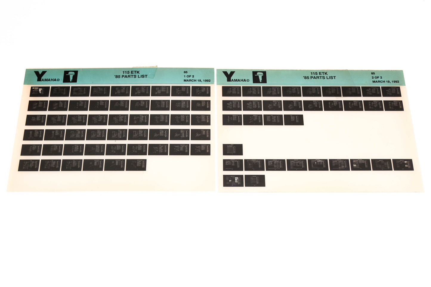 OEM Yamaha LB016-13 1985 115 ETK Parts List Microfiche Lot