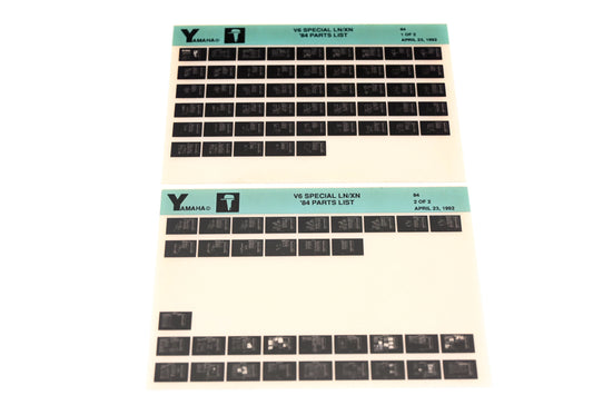 OEM Yamaha LB016-14 1984 V6 Special LN/XN Parts List Microfiche Lot