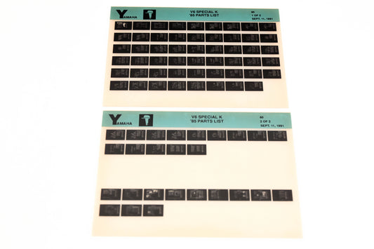 OEM Yamaha LB016-15 1985 V6 Special K Parts List Microfiche Lot
