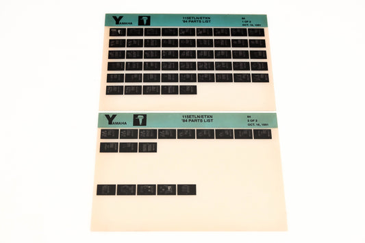 OEM Yamaha LB016-16 1984 115 ETLN/ETXN Parts List Microfiche Lot