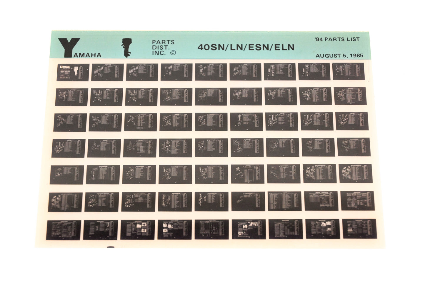OEM Yamaha LB016-17 1984 40SN/LN/ESN/ELN Parts List Microfiche