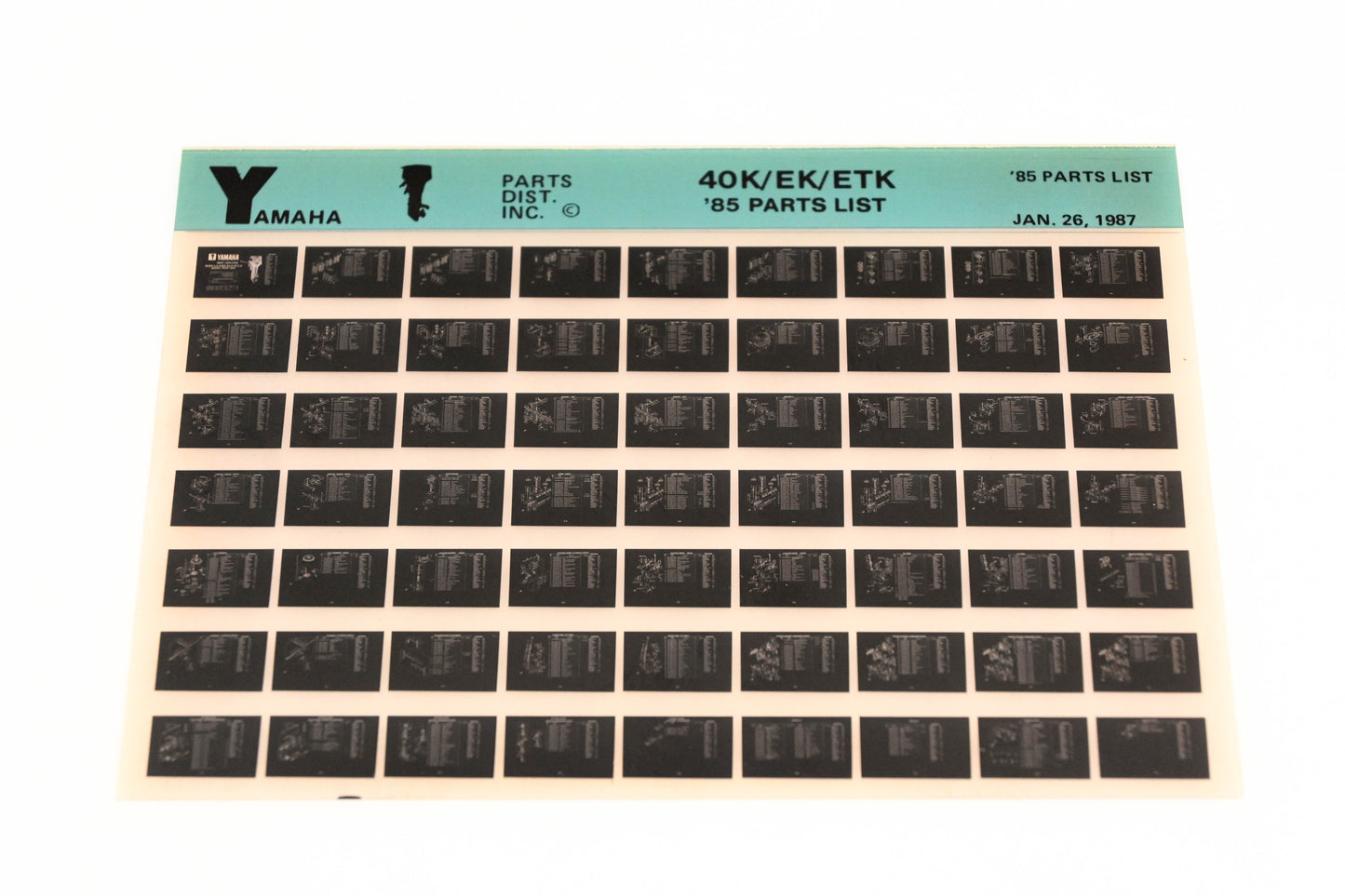 OEM Yamaha LB016-19 1985 40K/EK/ETK Parts List Microfiche
