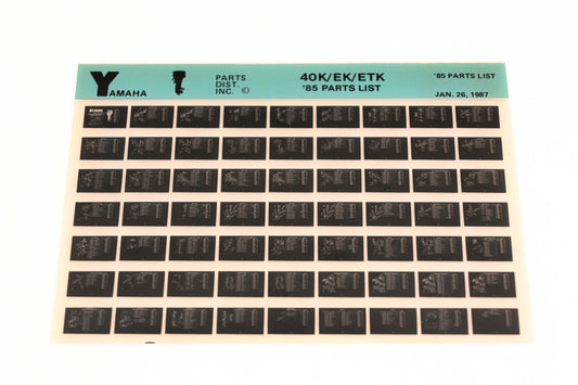 OEM Yamaha LB016-19 1985 40K/EK/ETK Parts List Microfiche